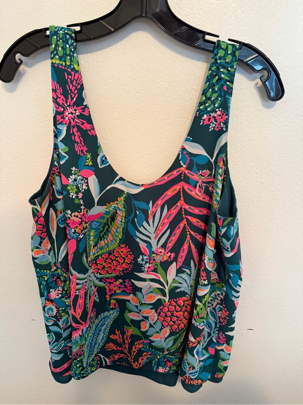 Lilly Pulitzer Reversible Teal Floral Tank with Pink & Green Accents
